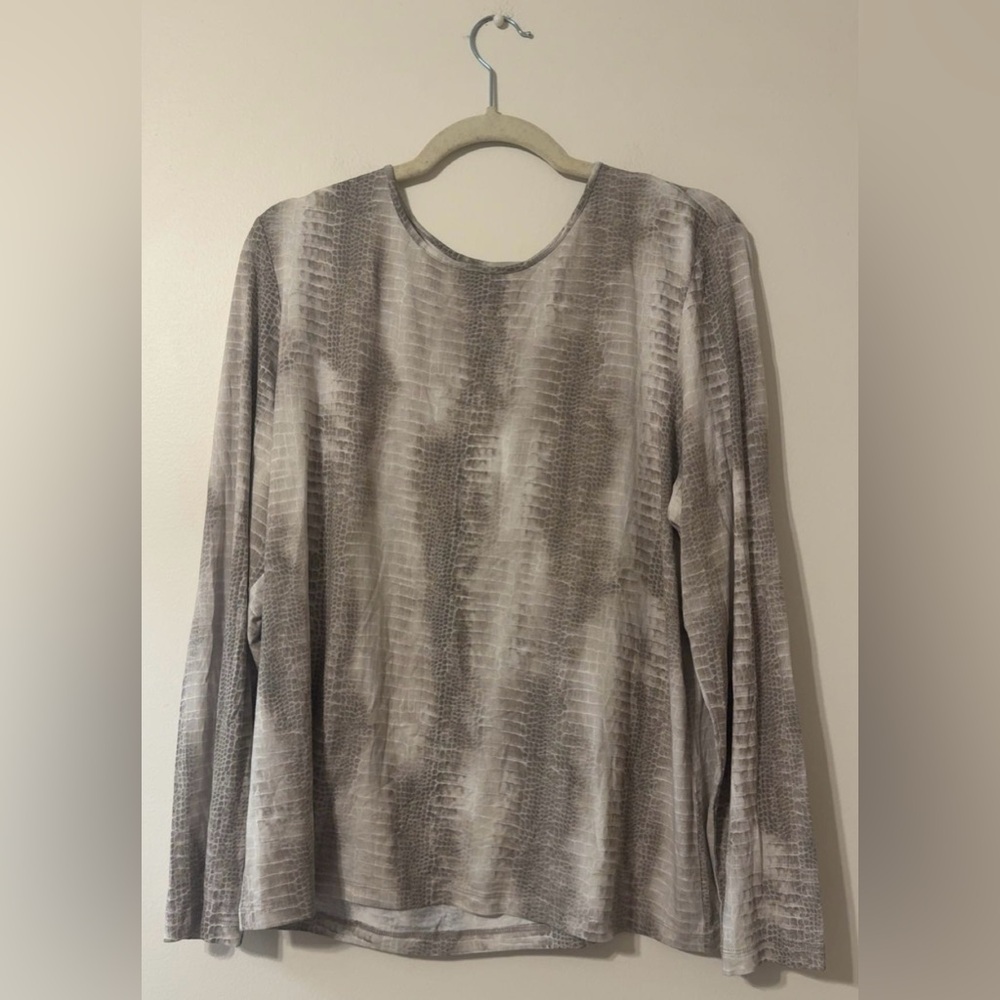 Chico's Womens Size 3 (US XL) Reptile Animal Print Long Sleeve Shirt Top Snake